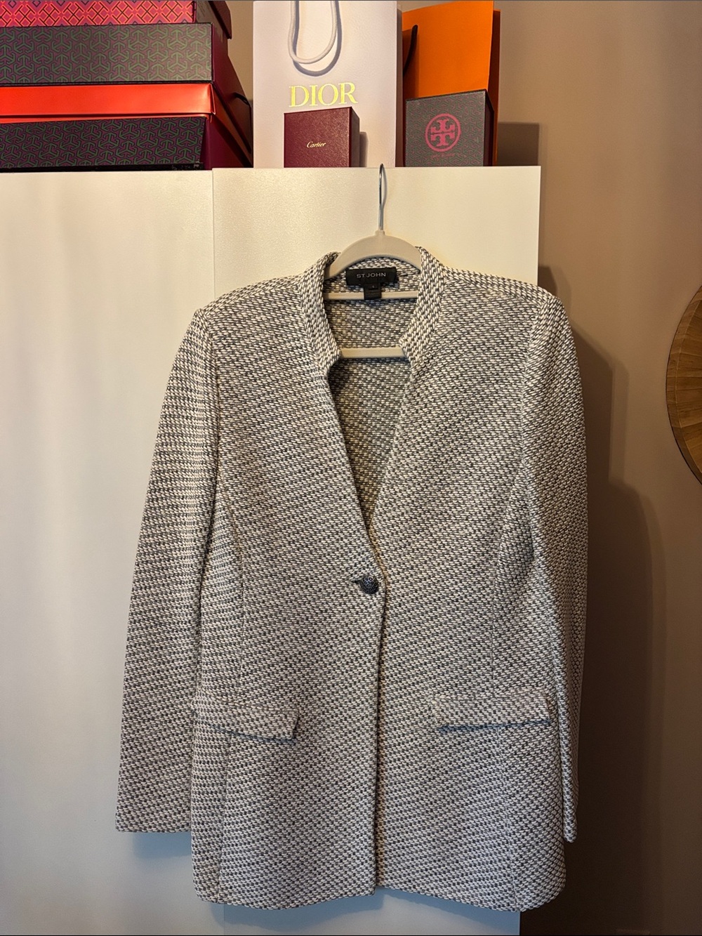 ST. JOHN Long Tweed Blazer Size 12